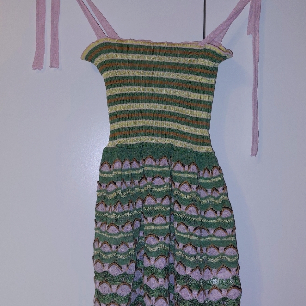 Missoni elastic knit band top green and pink
